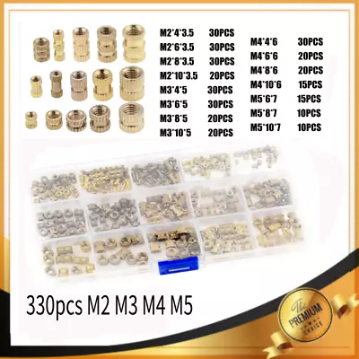 M2/M5 Female Thread Brass Knurled Threaded Insert Embedment Nuts 330pcs/Set UK • £11.45