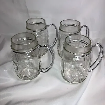 Set Of 4 12 Oz Mason Drinking Jars Wire Handles • $21.99