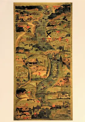 Postcard: CFA Voysey Arts & Crafts- River Rug Tapestry W/ Rural Scene Windmill • $4.25