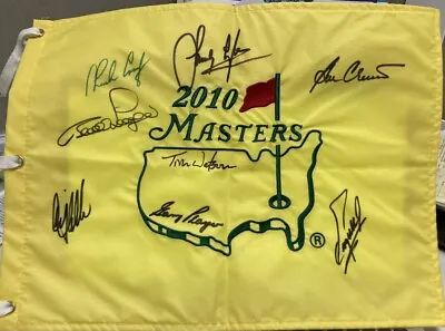 2010 Masters Signed Pin Flag Watson/Player/Crenshaw/Lyle/Langer/Zoeller/Coody • $2500