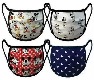  NEW Disney Store 4 Mickey Mouse Minnie Mouse Cloth Face Masks Medium Washable • $15.99