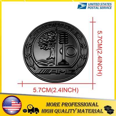 For AMG Affalterbach 3D Emblem Black Apple Tree Flat 57mm Front Hood Round Badge • $16.99