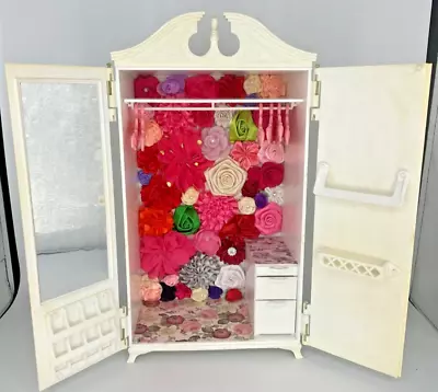 VINTAGE BARBIE Doll SUSY GOOSE WHITE WARDROBE ARMOIRE & HANGERS 1964 Decorated • $75