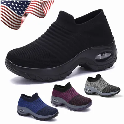 Women's Air Cushion Sport Running Shoes Breathable Mesh Walking Slip-On Sneakers • $26.49