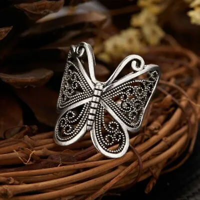 925 Silver Butterfly Owl Dragon Animal Opened Rings Finger Women Men Jewelry • $1