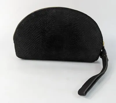 Warehouse Black Snakeprint Leather Clutch Bag 25cm X 16cm • £10.99