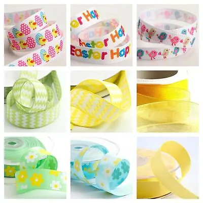 *new* Easter Ribbons Eggs Chicks Lemon Polka Dot Decorations • £1.70