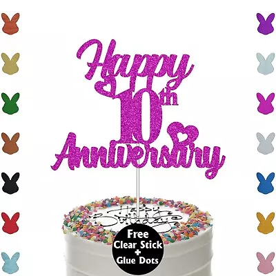 Personalised WEDDING ANNIVERSARY Cake Topper Custom Glittering For 10th 20th 30 • £2.95