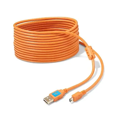 Latch And Lock 15 Foot (4.5M) USB 2.0 To Mini-B 5 Pin Gold Plated Orange Cable • $14.99