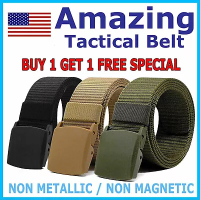 Men's Plastic Cam Buckle Nylon Canvas Tactical Waistband Webbing Military Belt • $6.99