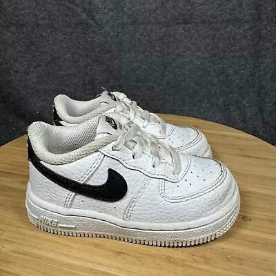 Nike Air Force 1 Low White W/ Black Swoosh CZ1691-100 Toddlers Kids Shoes 7C • $22.99