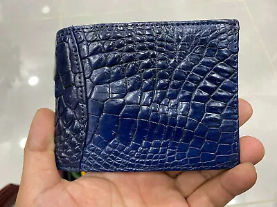 Genuine Alligator Crocodile Leather Skin Men's Money Clip Bifold Wallet Blue • $39.50