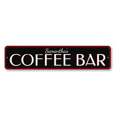 Coffee Bar Sign Personalized Name Kitchen Sign Coffee Lover Metal Wall Decor • $58.05