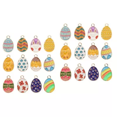  48 Pcs Easter Egg Pendant DIY Charms Kids Decor Rabbit Eggs • £11.99