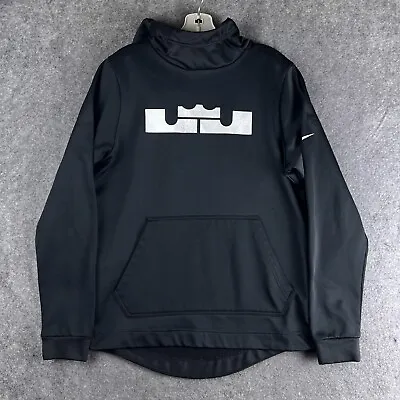 Nike Hoodie Mens Small Black White Lebron James Crown Pullover Sweater LBJ • $15.99