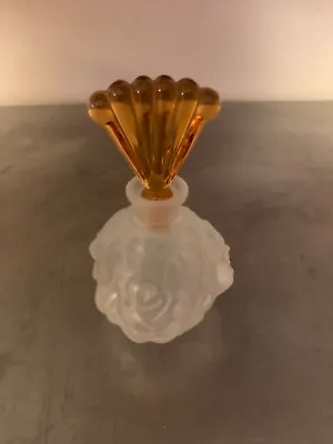 Floral Satin Glass Perfume Bottle With Gold Colored Stopper - B • £9.65