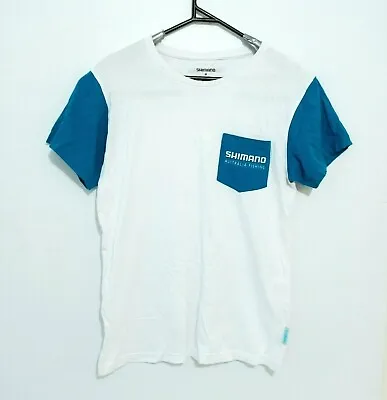$8.82 • Buy Shimano Fishing Mens T-Shirt Size M White Short Sleeve Crew-Neck Front Pocket