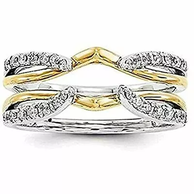 0.70Ct Real Moissanite 14K Two Tone Gold Over Wedding Enhancer Wrap Ring Guard • $116.11