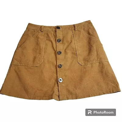 Zaful Skirt Women S Tan Corduroy Mini Skirt Button Front Pockets EUC • $14