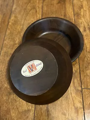Vintage Vermillion Genuine Dark Walnut 7” Wood Salad Bowl Set Of 2 Real Walnut • $20
