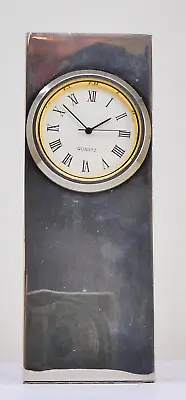 Vintage Quartz Clock Tower Silver Plated Modernist Design 10cm Working • $7.58