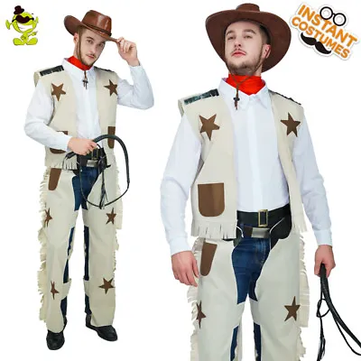 Mens Popular Cowboy Wild Western Costume Adult Cowboy Party Role Cosplay Outfits • $32.85