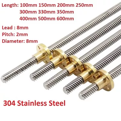 100mm To 600mm 3D Printer Lead Screw Threaded Rod T8 Trapezoidal ACME Stepper • £2.63