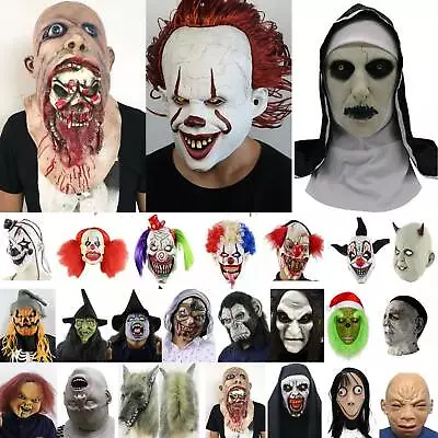 Halloween Adults Latex Bloody Mask Zombie Clown Horror Scary Costume Cosplay New • $30.69