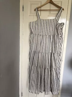 £12.99 • Buy M&S Autograph Oatmeal Mix Stripe Sleeveless Long Cotton Lined Summer Dress 22