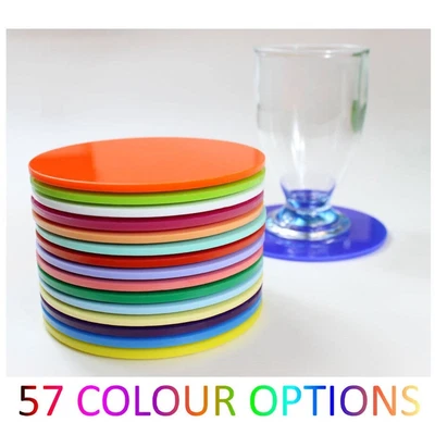 £3.79 • Buy Plastic Coaster Acrylic Coasters Round Multiple Colours Kitchen Dining Table