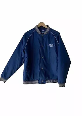 FORD Bomber Varsity Vintage Blue Snap Jacket Mens Size S Rare Top Heavy Pty Ltd • $63.96