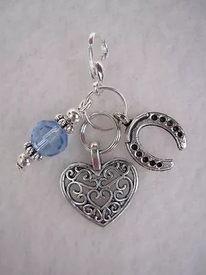£3.75 • Buy Something Blue Bride / Bridal Wedding Charm - Good Luck Gift - Heart & Horseshoe