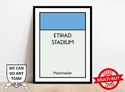 Manchester City Football Stadium Monopoly Print Wall Art Poster Custom Man City • £20.99