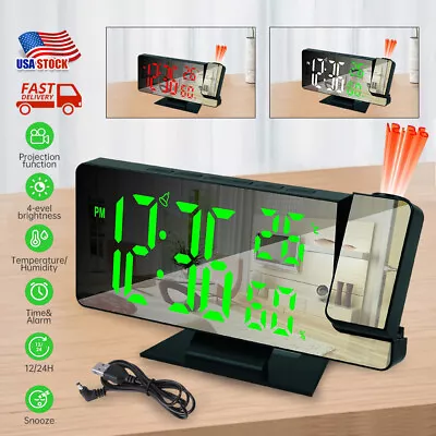 7.8  LED Projection Alarm Clock Digital Clock With 180° Projector Snooze Bedside • $16.99