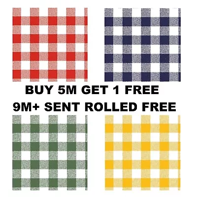 Classic Gingham Square Tablecloth Vinyl Oil Cloth Wipe/Clean PVC Fabric Material • £35