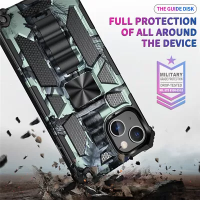 For IPhone 15 14 13 12 11 Pro Max Case Military Shockproof Magnetic Stand Cover • $11.59