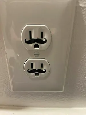 30 1  Black SMALL Mustache Vinyl Decal Wall Electric Outlet Funny Sticker Stache • $2.99