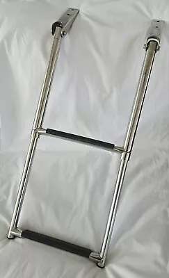 Boat Folding Ladder 2 Step Stainless Steel Marine Telescoping Extension • $25.99