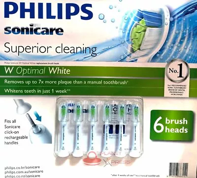 $59.98 • Buy 6x Genuine Philips Sonicare Optimal White Electric Toothbrush Replacement Heads