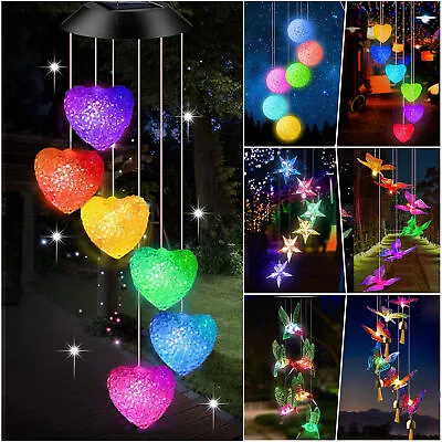 Hanging Colour Changing Solar Powered LED Butterfly Lights Garden Wind Chime UK • £9.99