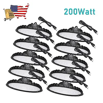 10 Pack 200W UFO LED High Bay Light Factory Warehouse Commercial Light Fixtures • $256.01