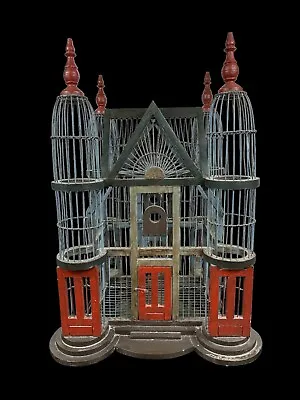 Vintage Victorian Style Birdcage W/ Turrets Distressed Finish Stunning Rare • $513.49