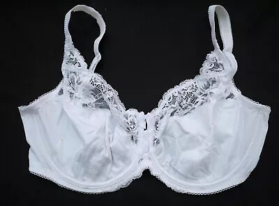 M & S Jaquard Lace Full Cup Bra White Non Slip Straps Marks Spencer • £11.99