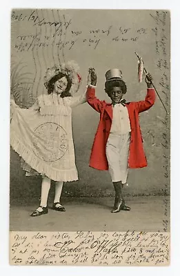 Antique Postcard Cake Walk Boy And Girl Holding Hands Magician/Circus? • $12.74