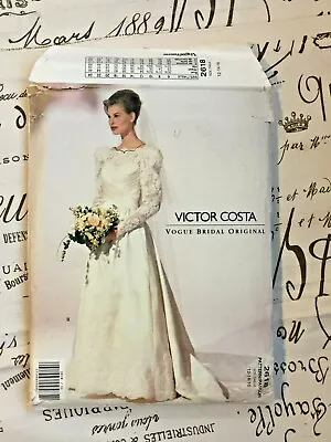 Vogue Wedding Dress Pattern 2618 Victor Costa Vogue Bridal Sz 12 14 16 Uncut FF • $34.75