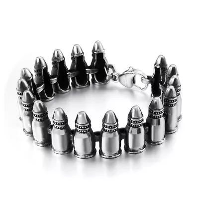 Punk Men 316L Stainless Steel Bracelet Link Arm Ring Bullet Personality 8.3  • $35.96