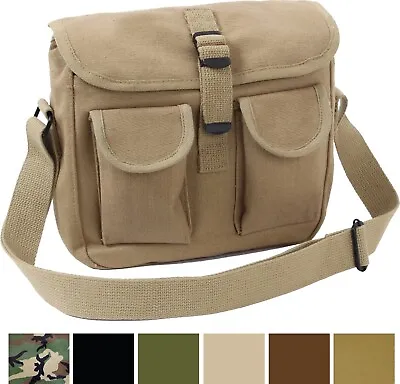 Cotton Canvas Army Shoulder Bag Multi Purpose Military Camo Tote Carry Courier • $13.99