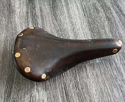 Vintage Brooks Professional Brown Leather Saddle W/Copper Rivets Biking • $139.99