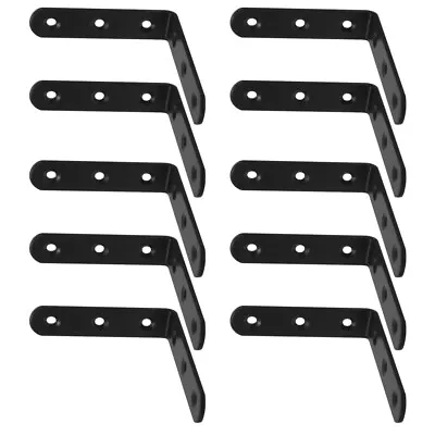  10 Pcs Iron Stainless Steel Black Right Angle Bracket Corner Code Shelf • £19.48