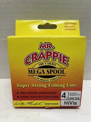 Mr. Crappie Mega Spool Line 4 Lb Pound 500 Yard Hi Vis • $10.99